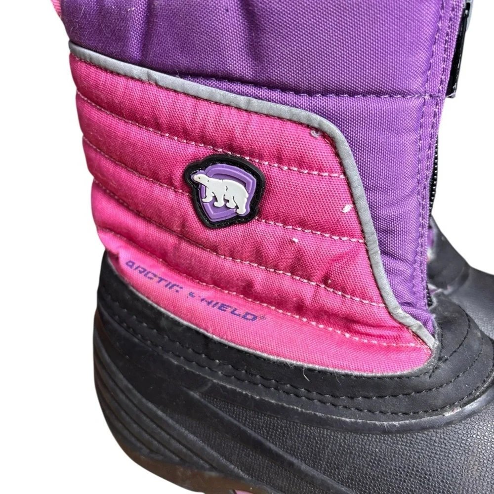 Arctic Shield Kids Insulated Winter Snow Boots – Sz 13 (Purple & Pink)
